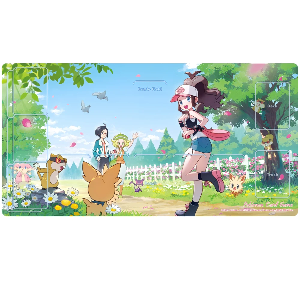 

600*300*3mm DIY Pokemon Rubber Play Mat White Self Made Anime Hilda Bianca Cheren PTCG Game Battle Card Pad TCG Mouse Pad