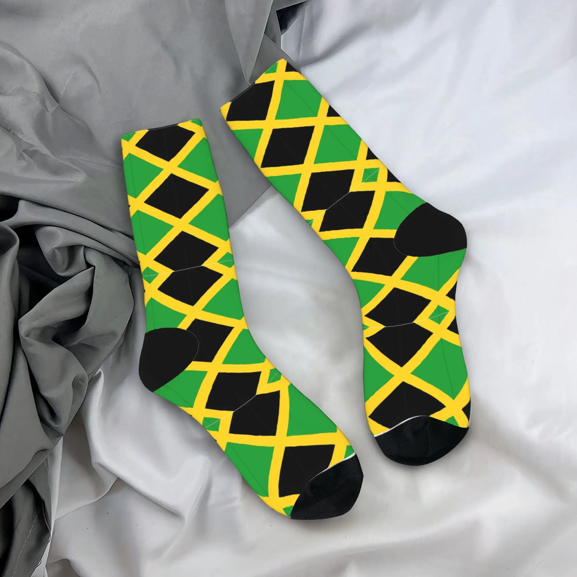 

Flag of Jamaica Socks Harajuku Stockings Autumn Anti-Slip Men Socks Comfortable Pattern Climbing Socks