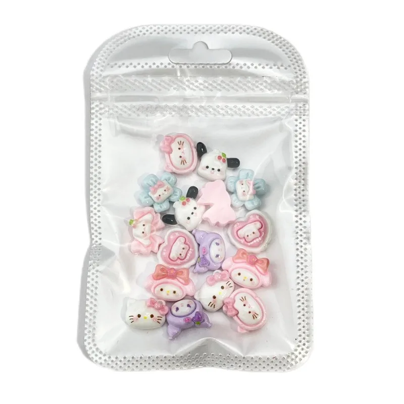 50 Stück/Packung 3D-Cartoon-Nagelanhänger – süße Kuromi und Hello Kitty-Nageldekoration aus Kunstharz, DIY-Nagelkunst-Zubehör für Kawaii-Maniküre