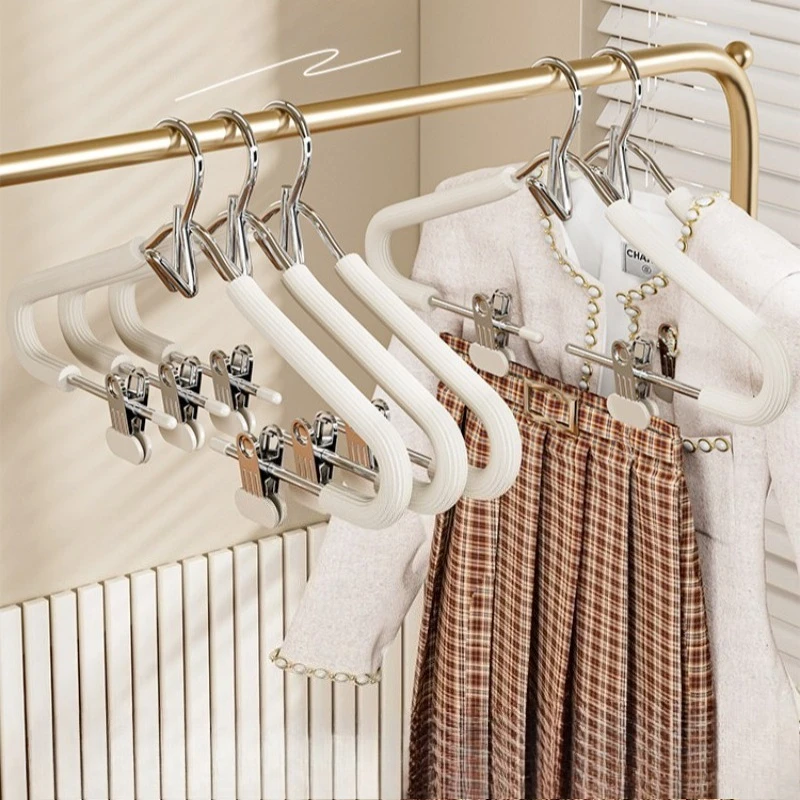 3Pcs Multifunctional Suit Hangers with Clips Integrated Trouser Hanger Non-Slip Shoulder Design for Home Clothes Drying Storage