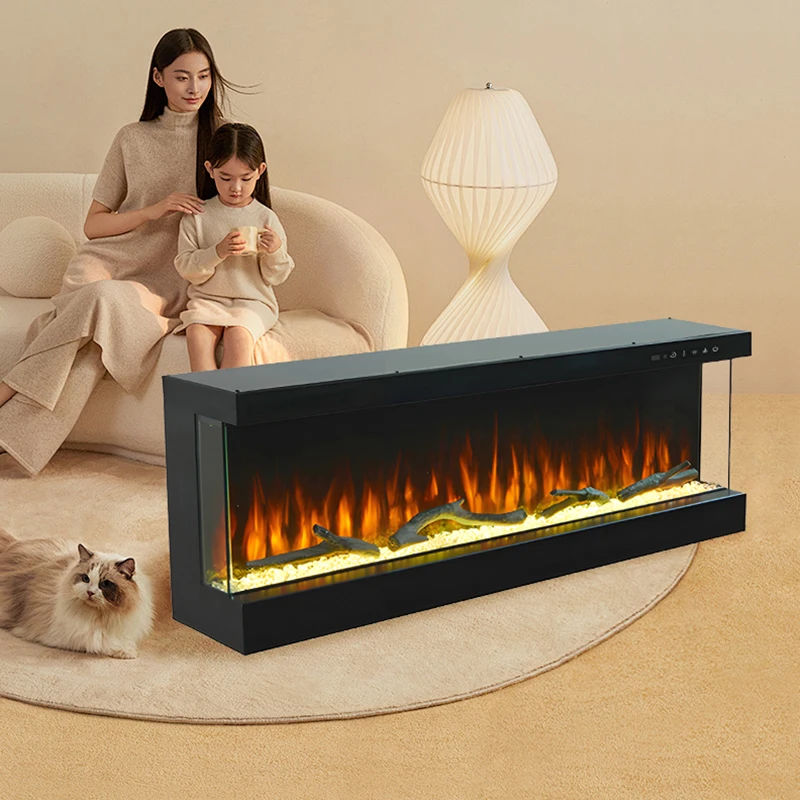 50 Inch Modern Quality Crystal Stone Insert Electric Fireplace Decorative Flame LED with Remote Controls L1270*W270*H435MM