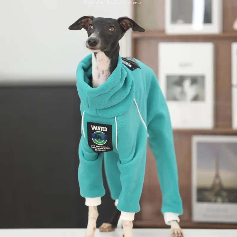 

Fashion Italian Greyhound Clothes Blue Stretch Soft Fleece Whippet 4-legged Outing Dog Clothes Greyhound Warm Clothes in Winter