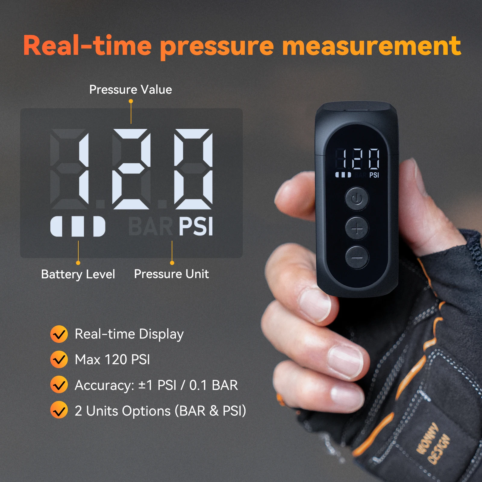 Portable Electric Mini Bicycle Tire Inflator LED Display Pressure Guage 20PSI High Pressure Cycling Bike Air Compressor