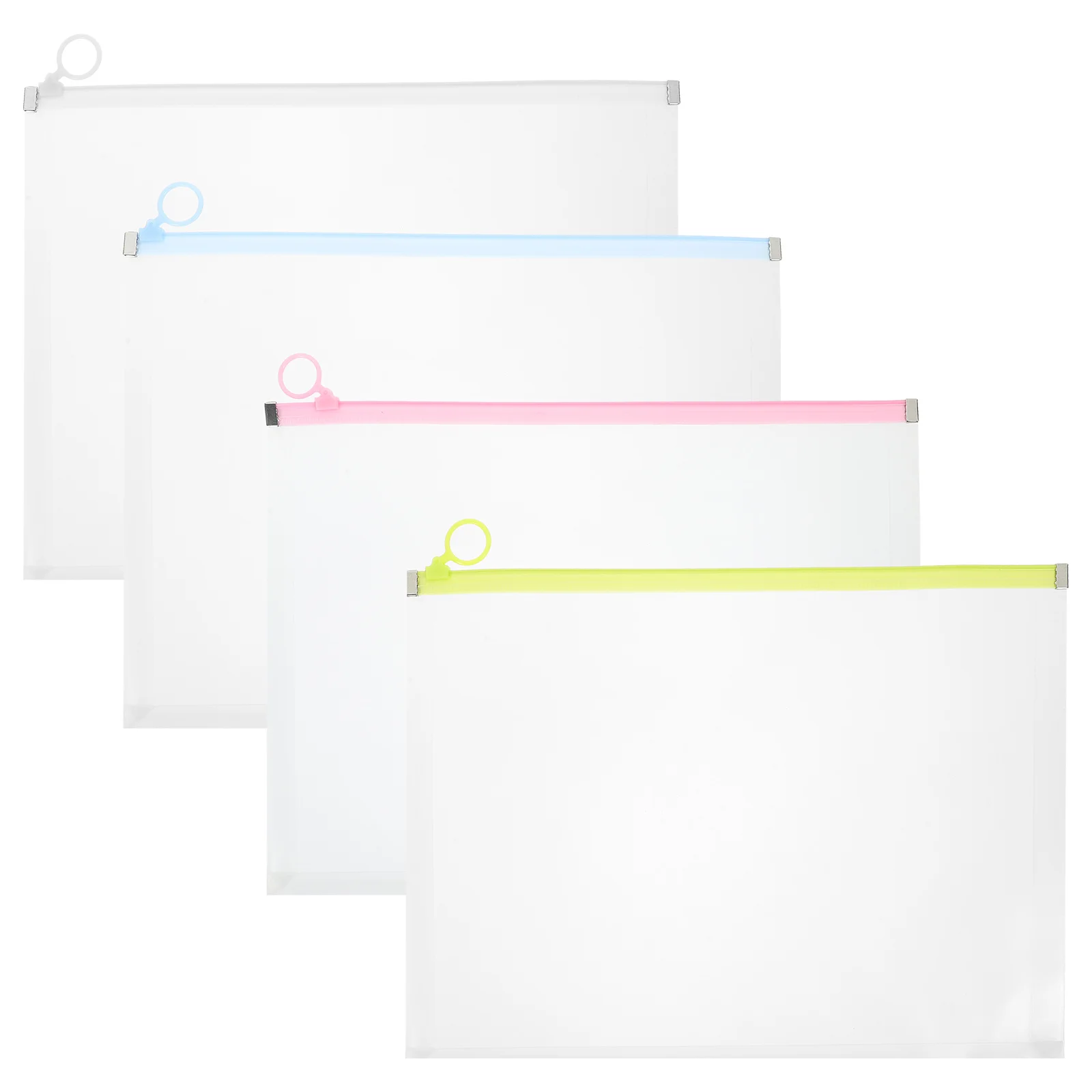 

4pcs Transparent Document Holders Pockets Plastic File Storage Bags A4 Size Pp Material Clear Envelope Organizer Thick