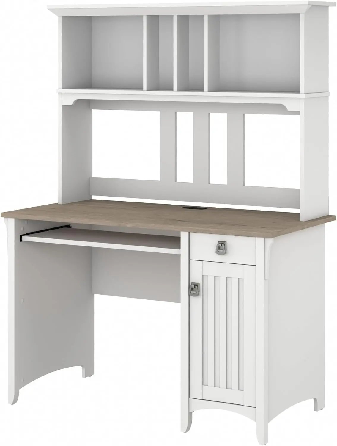 Furniture Salinas Computer Desk with Hutch | Study Table with Drawers, Cabinets & Pullout Keyboard/Laptop Tray | Modern Home