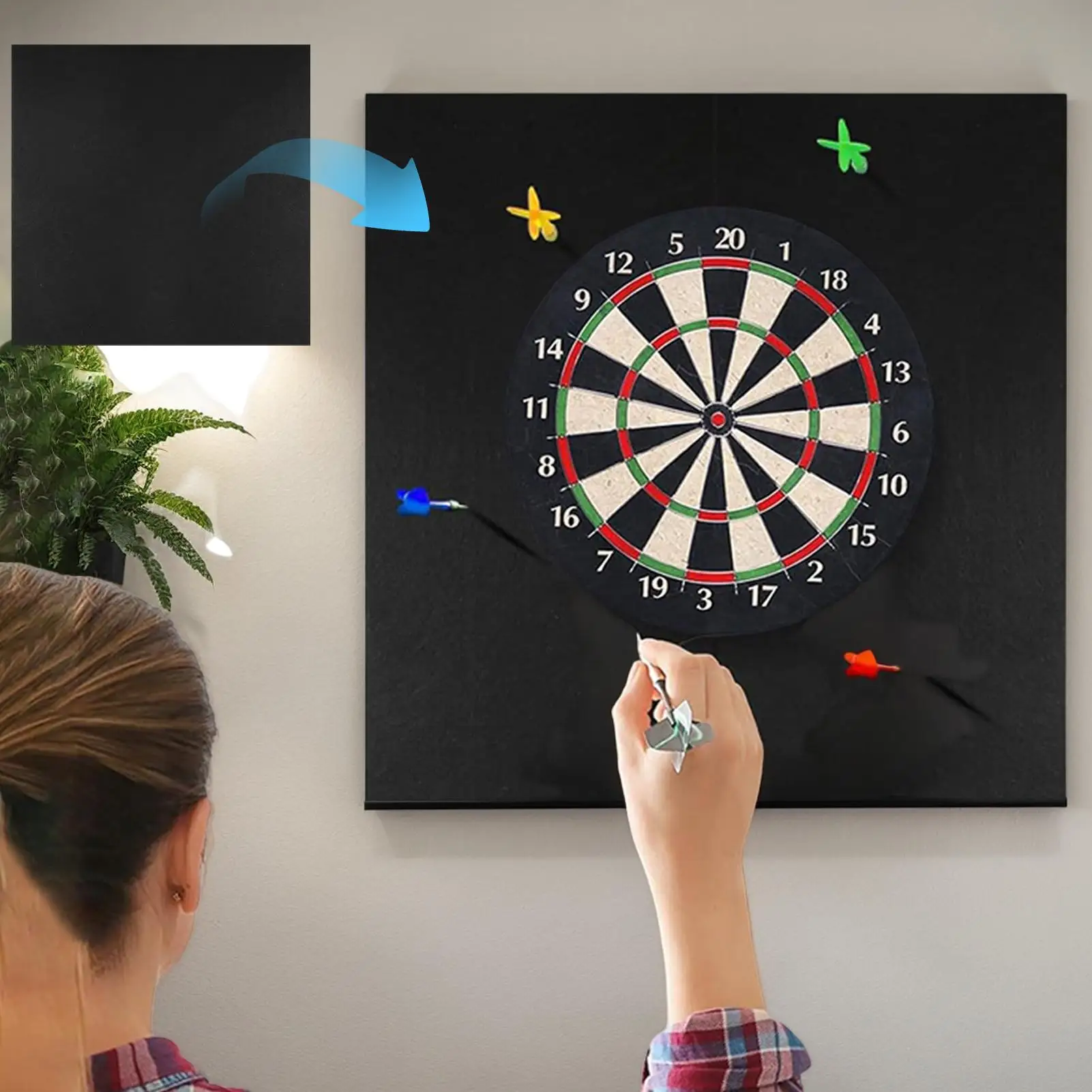 

Dartboard Wall Protector Self-Adhesive Dartboard Border Felt Wall Protector for Standard Size Dartboards Prevents Wall Damage