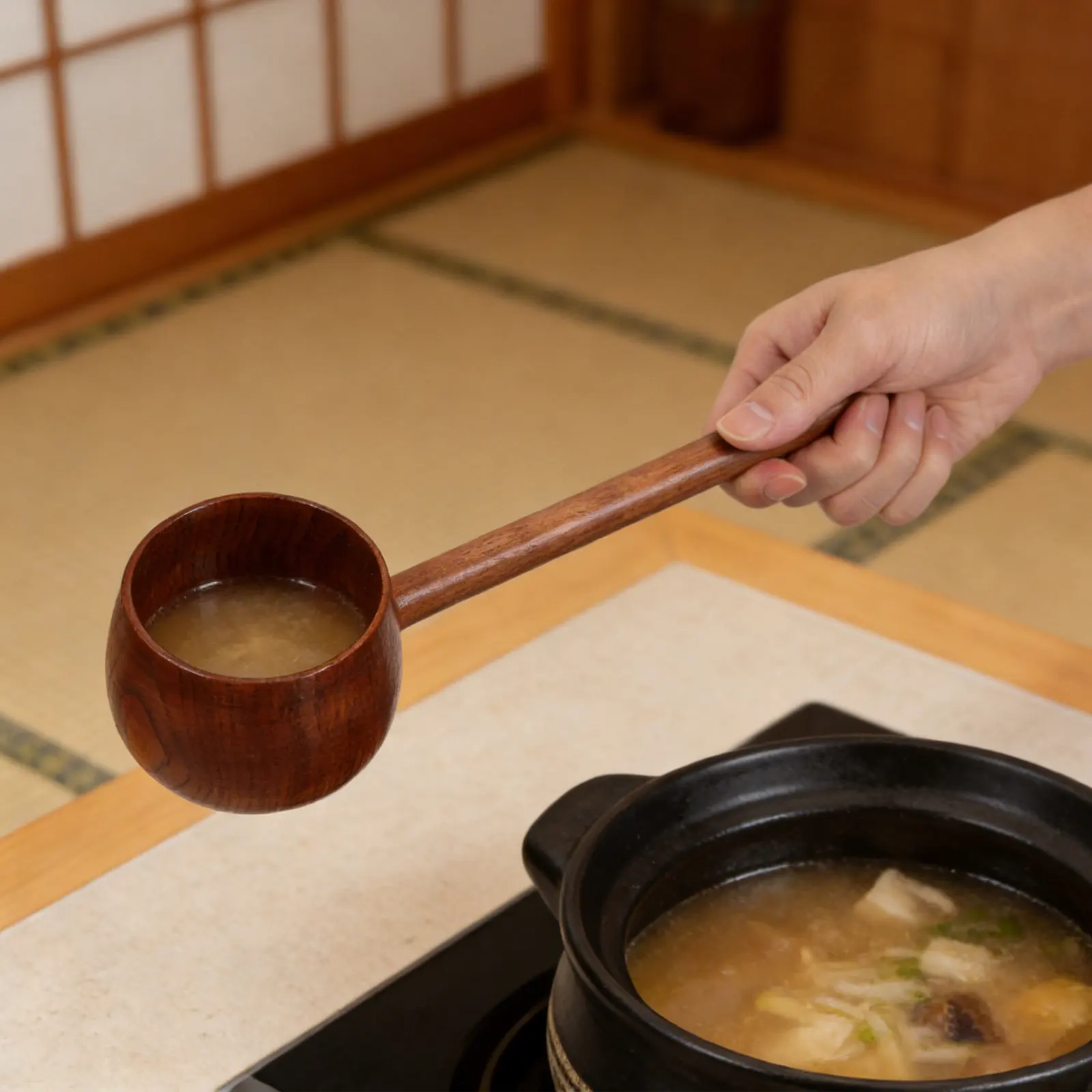 Wooden Ladle for Wine Tea Oil Honey Long Handle Water Scoop Kitchen Garden Bath Salt Flour Laundry Powder Scoop Compact Storage view 6
