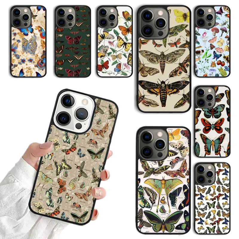 Moths insects botanical butterflies Mobile Phone Cases Cover For iPhone 16 15 14 12 13 mini 11 Pro MAX apple 7 8 Plus SE2020