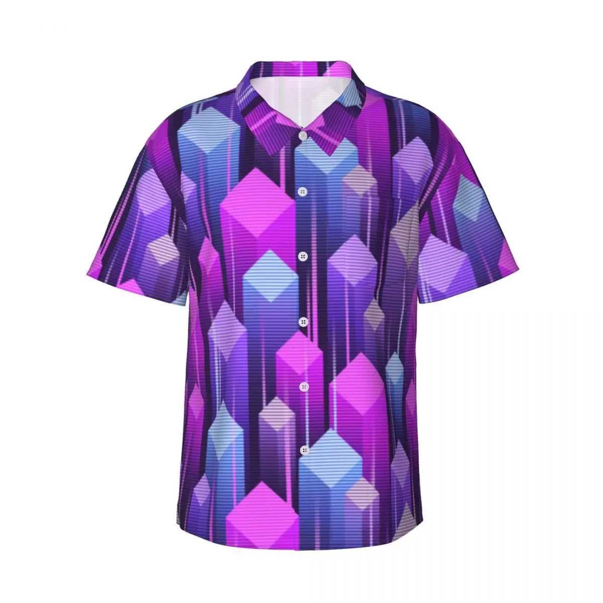 Hawaiian Shirt Beach Funky Pop Art Blouses 80s Abstract Geometric Novelty Casual Shirts Mens Short Sleeve Breathable Clothes