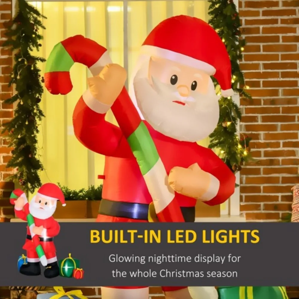 Christmas ornaments: Santa Claus, inflatable with big canes, candy and gift boxes for easy storage of white LED lights