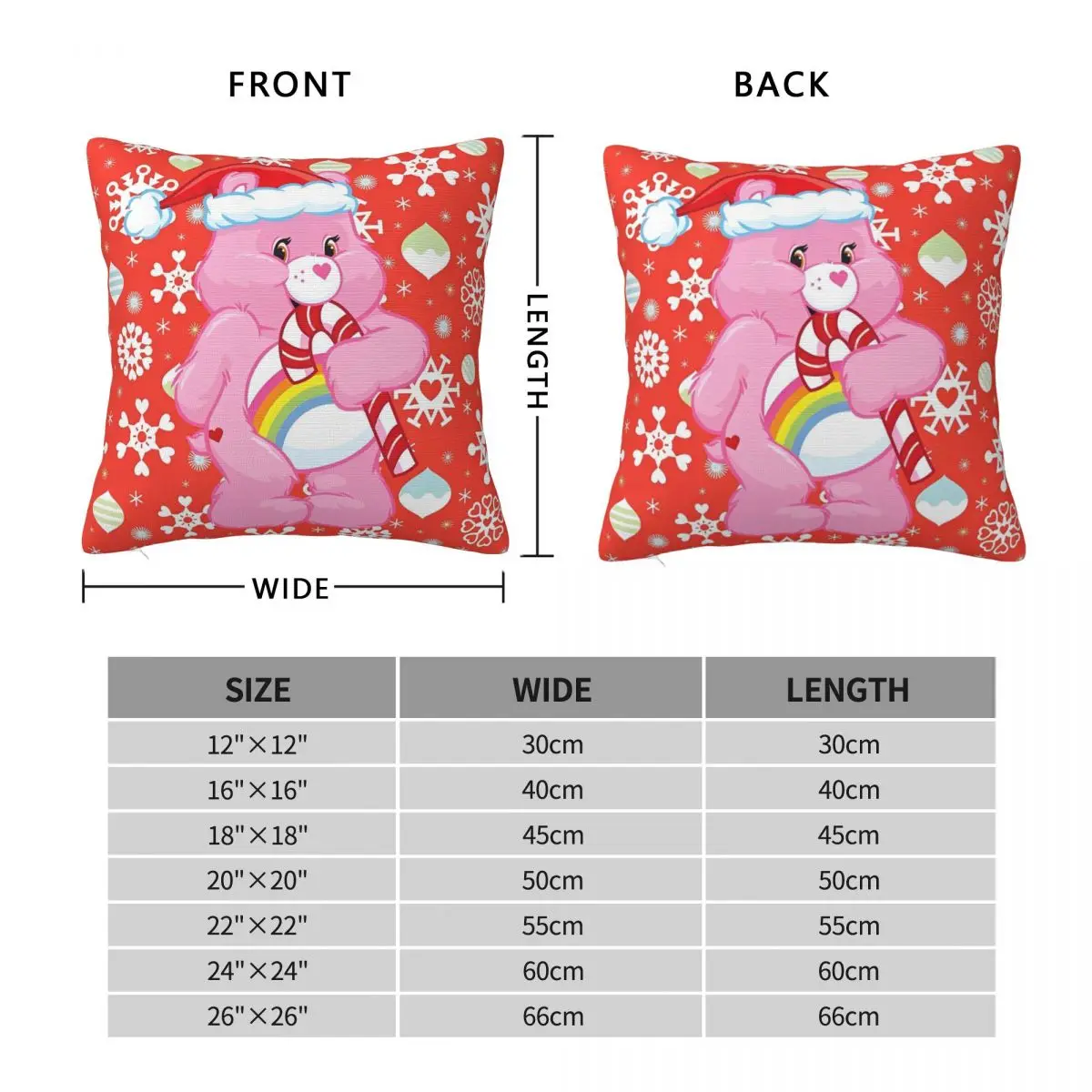 Care Bears Christmas Pillow Case Cushion Cover Polyester Printed Pillow Cover Funny Pillowcases For Office Car Home Decorative