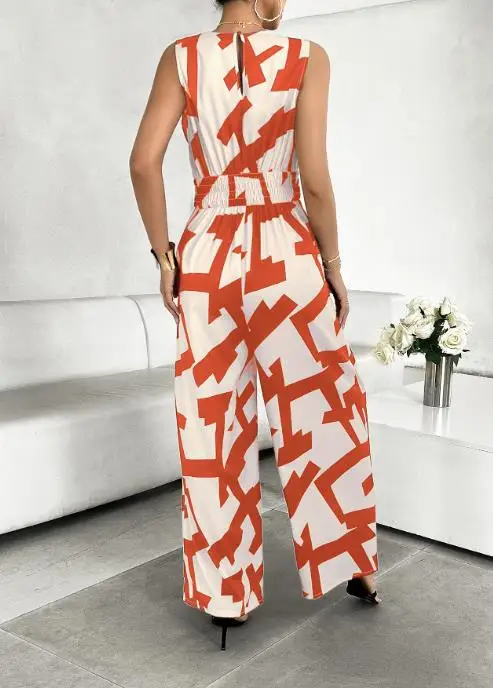 

Jumpsuit Women's Fashion 2025 Spring and Summer Latest Leisure Vacation Style Color Blocking Strap Wide Leg Pants Jumpsuit
