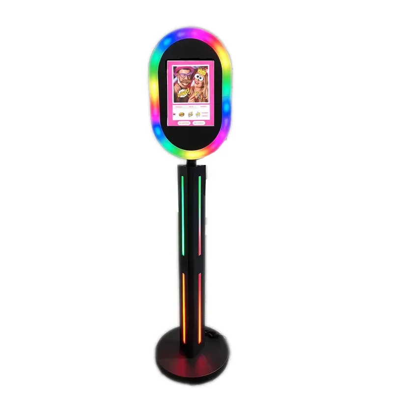New Oval Portable DSLR Selfie Booth for iPad Photo Booth RGB Light Machine Camera Video Portable Mirror Photo Booth Warranty