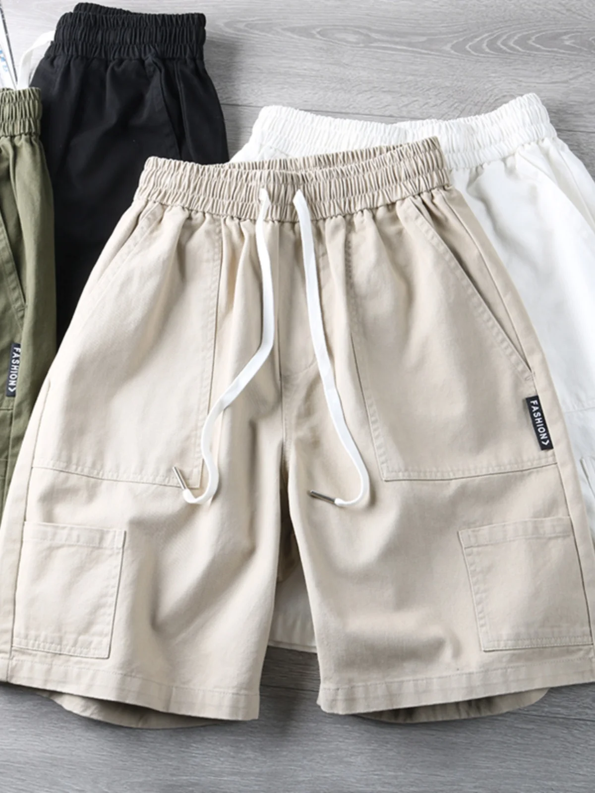 

Cotton Chino orts Men's Casual Elastic Waist Summer orts Five kets Straight Leg Regular Thin Youth Active Sle