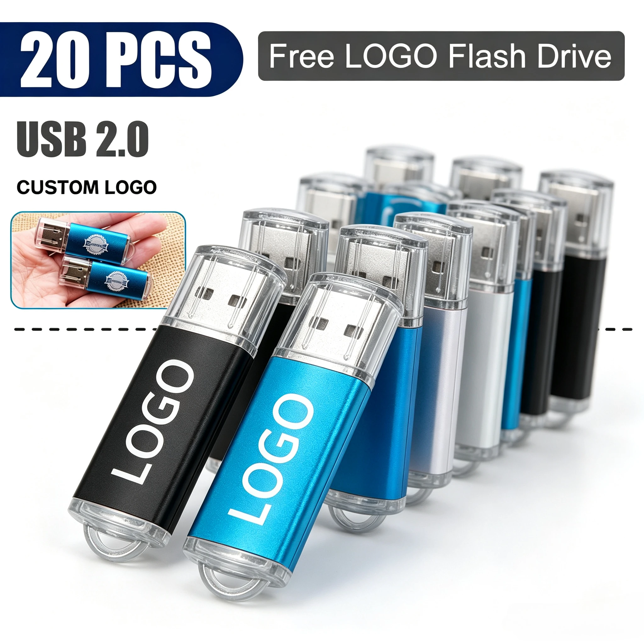 Free Custom Logo 20PCS/lot Pen Drive 8GB 4GB 2GB 1GB USB Flash Drive 16GB Flash Disk 128MB 256MB 512MB Memory Flash Disk 2.0