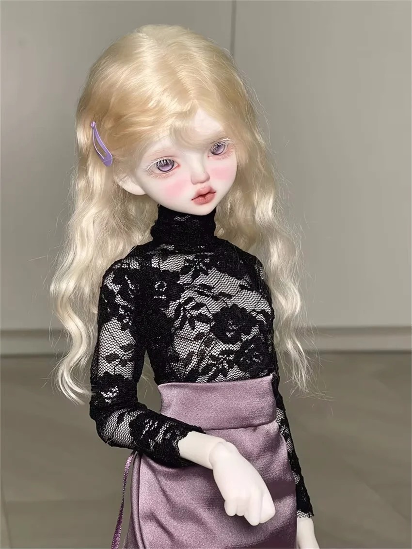 BJD/SD Doll Clothes 1/4 Soft lacy Long Sleeve T-shirt Toys Girls Tops Black White Elegant Beautiful Gifts Daily Doll Accessories