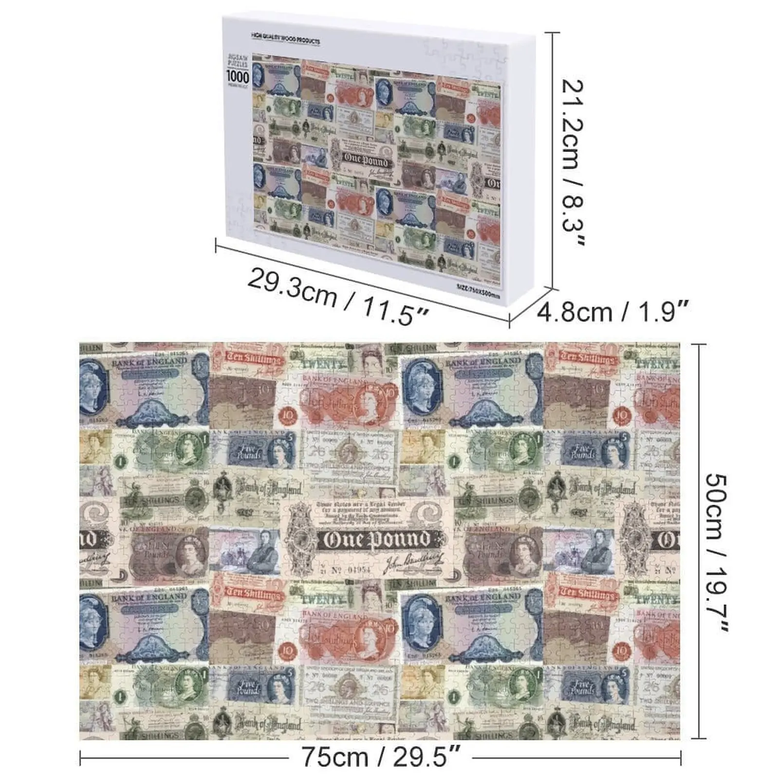 영국 지폐 직소 퍼즐 나무 이름 사진 맞춤형 퍼즐