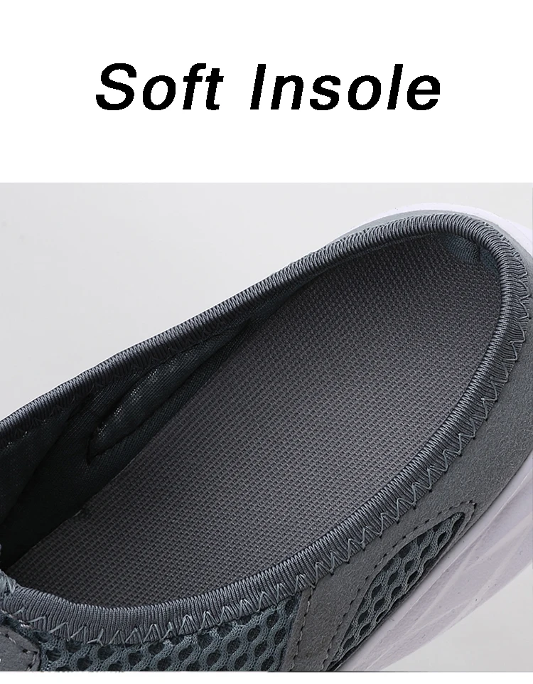 Plus Size 39- 47 Summer Men Half Slippers Lightweight Casual Shoes Outdoor Male Flat Slippers Anti-slip Mesh Slip on Loafers