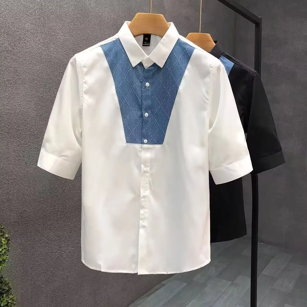 

Мужской лоскутный топ весны, большой размер 300, ор Све irt Haome Color Blo f Sve irt Sle, элитный летний топ