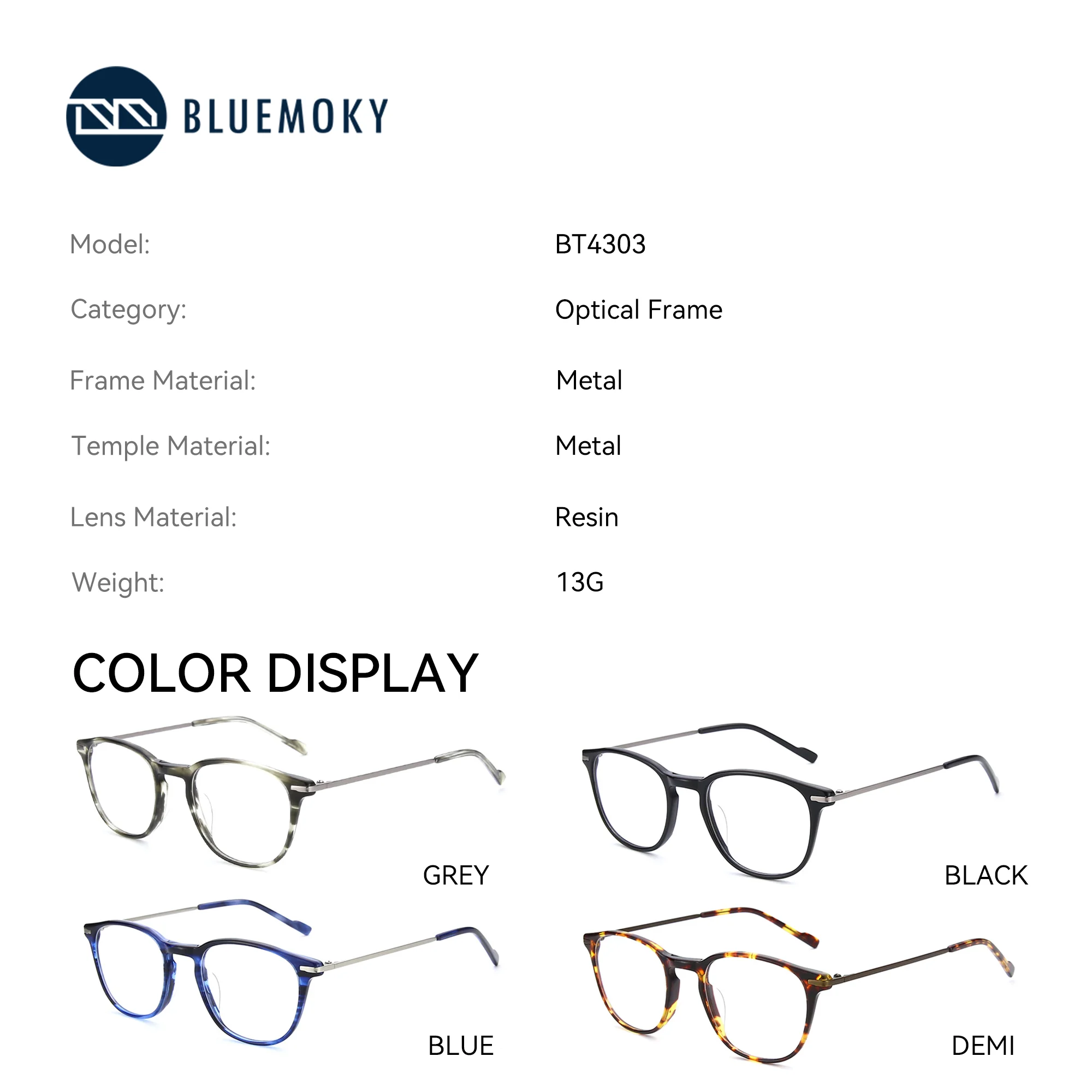 BLUEMOKY Round circular prescription glasses, handmade acetic acid progressive spectacle, men's and women's bifocal glasses