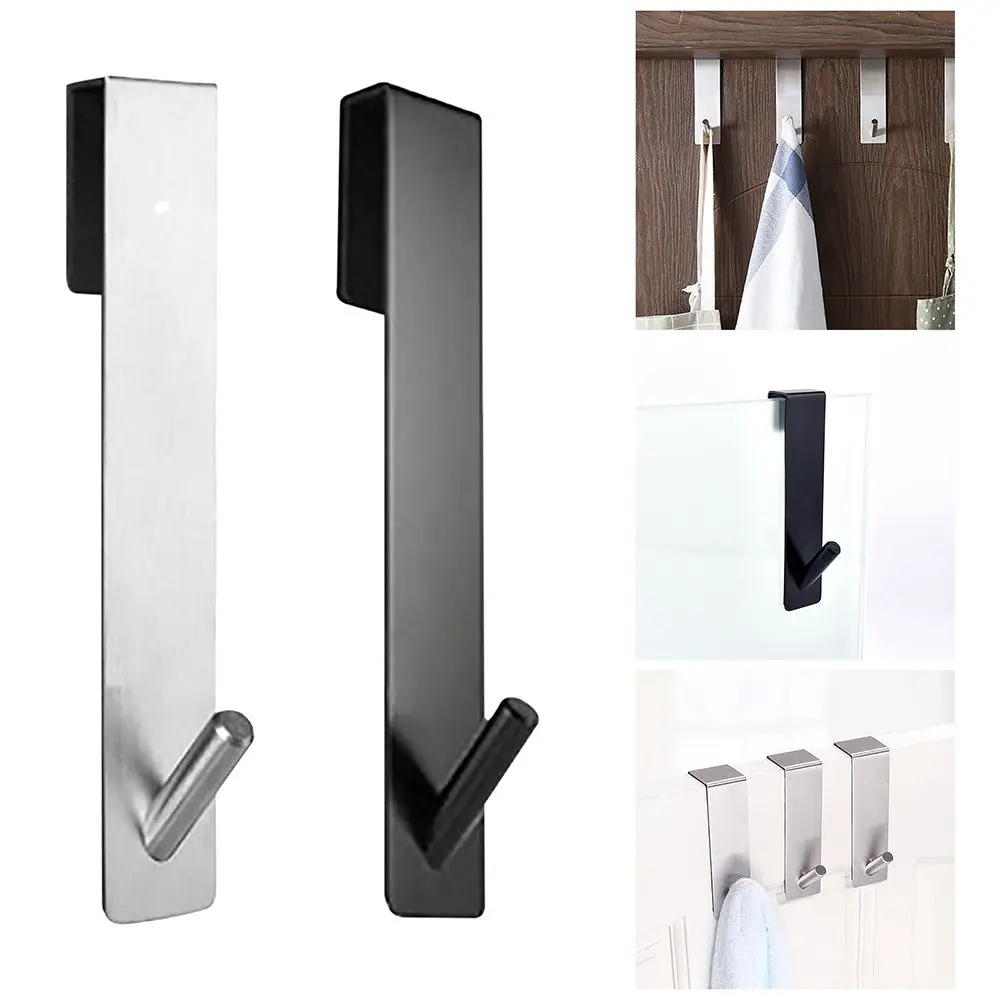 Multi-Purpose Free Punching Glass Door Type Door Hooks Storage Hanger Robe Hooks Towel Rack Shower Hook