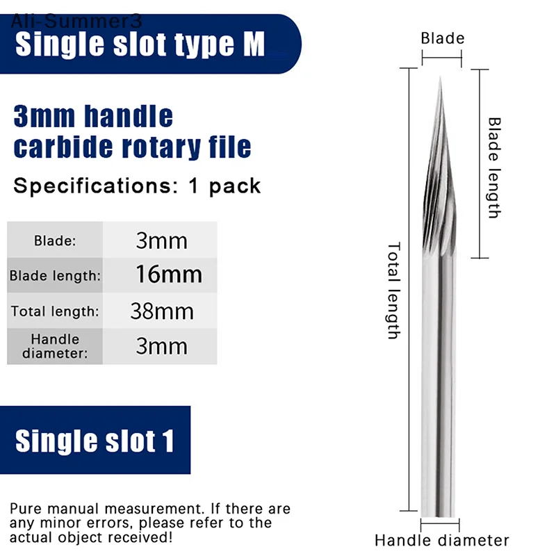 (YY) 1 pièce fichier rotatif en carbure de tungstène foret rotatif en alliage dur tige de 3mm coupe-gravure tête de meulage pour le métal et le plastique