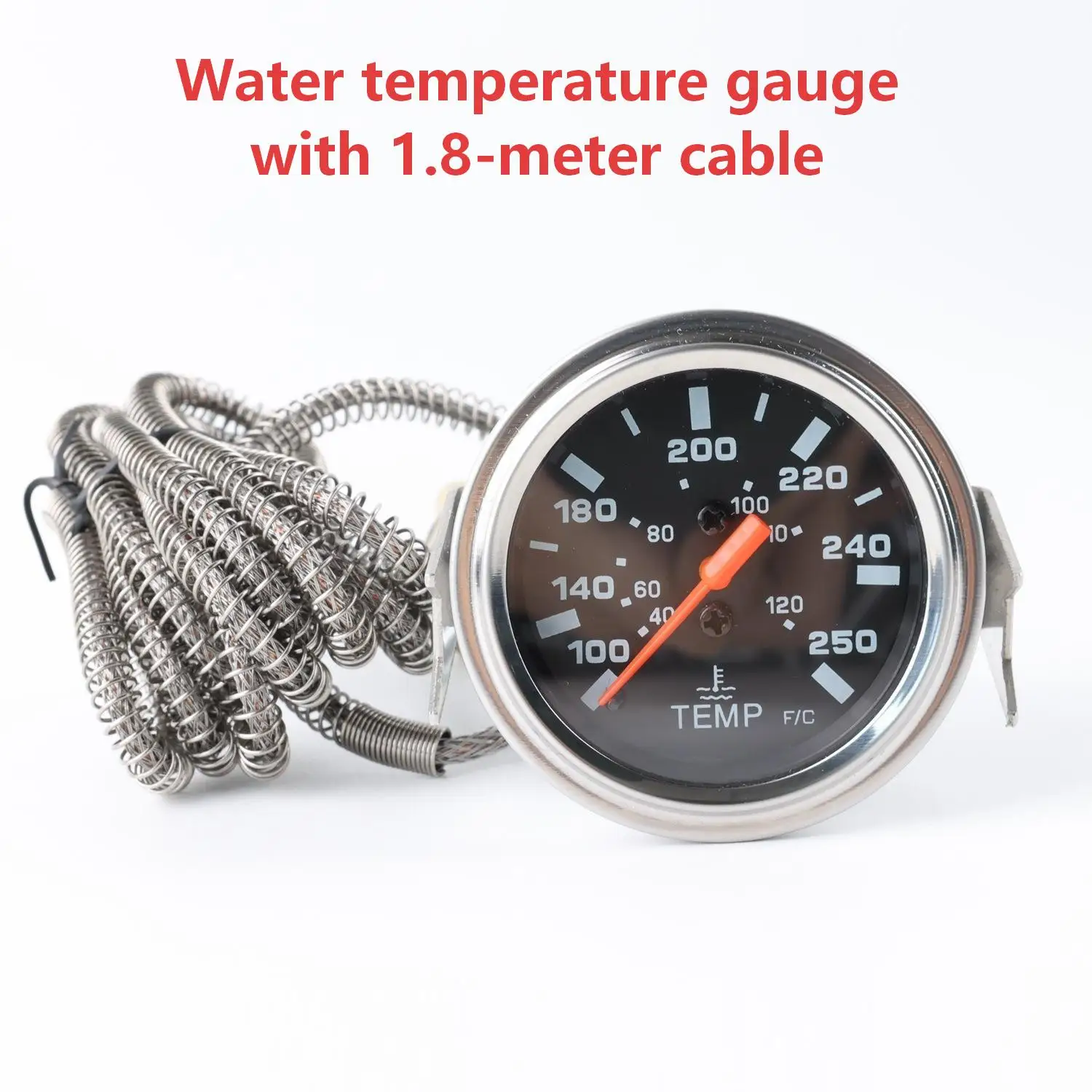

2 inch 52mm Chrome Pointer Mechanical Water Temperature Gauge 40-120 C 100-250 F with 1/2 14 For NPT Sensor for 12V Vehicles
