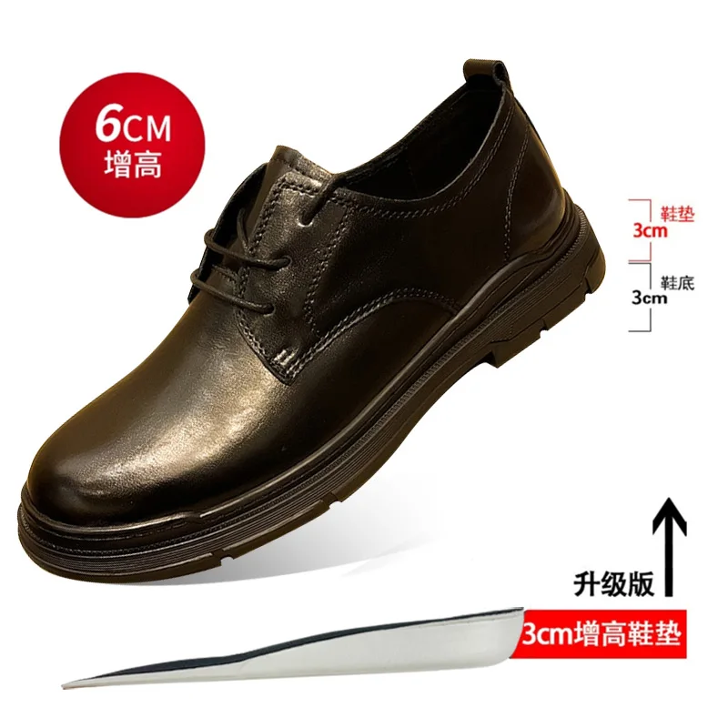 

Leather Casual Elevator Shoes for Men 6cm Invisible Height Increase Casual Sneakers Business Formal Shoes