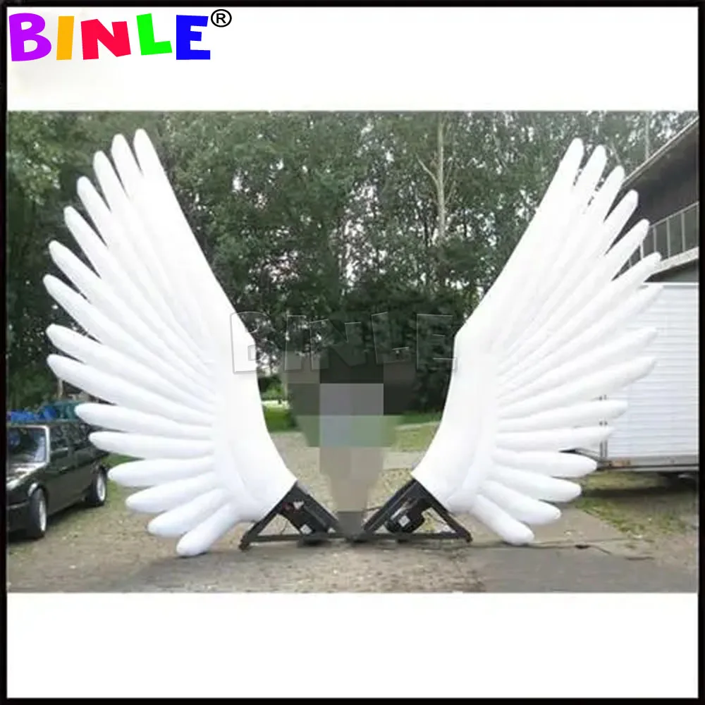 Customized 3m white adult moving inflatable angle wing costume stage decoration for acting and parade events