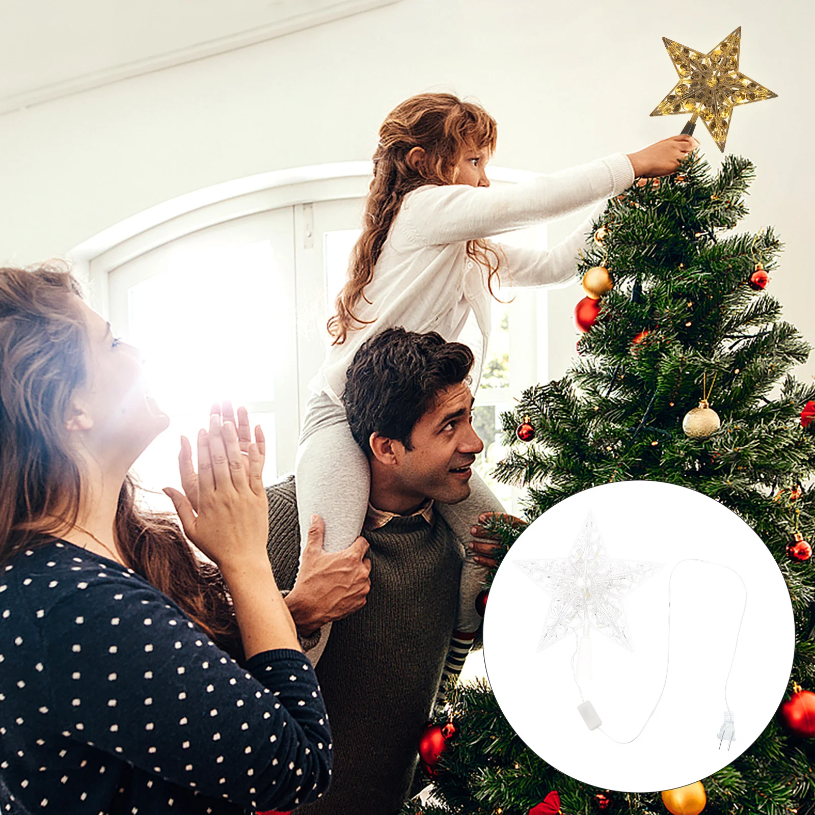 

Exquisite Xmas Treetop Star Lamp Chic Star Shaped Lighting Decor 1Pcs Dazzling Eyecatching Christmas Tree Accessory