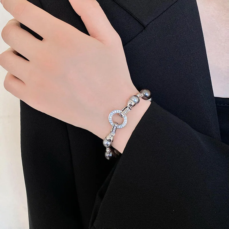 Fashion Zircon Pearl Bracelet for Women 2024 New Irregular Round Bracelet Original Design Jewelry Accessories Anniversary Gift