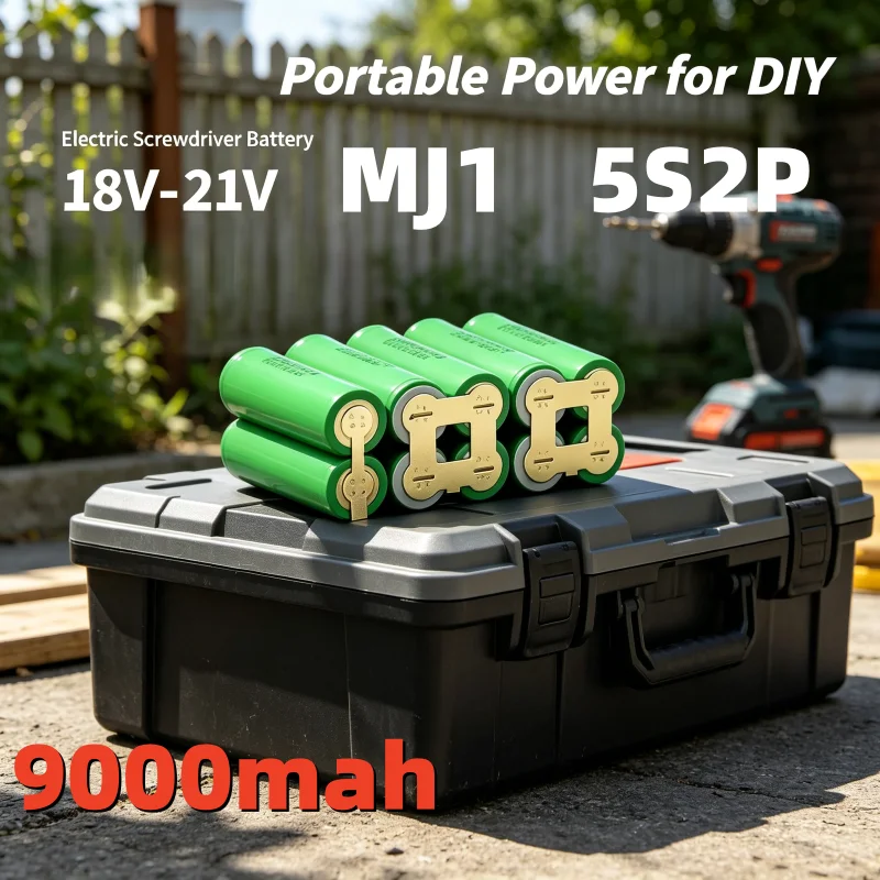 Batteria ricaricabile ad alta capacità, 9000 mAh, 18-21 V, configurazione 5S2P, celle 18650, per trapani elettrici e avvitatori senza fili.