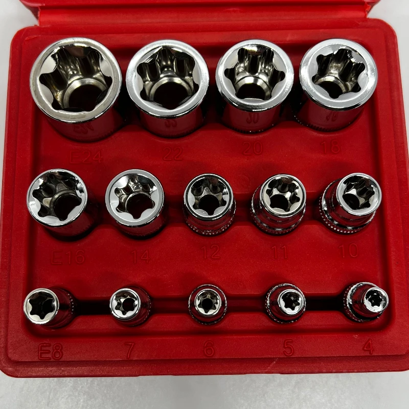 Werkzeug zur Wartung von Ölpumpen, 14-teiliges E-Typ 6-Blüten-Steckschlüssel-Set – Detail 3