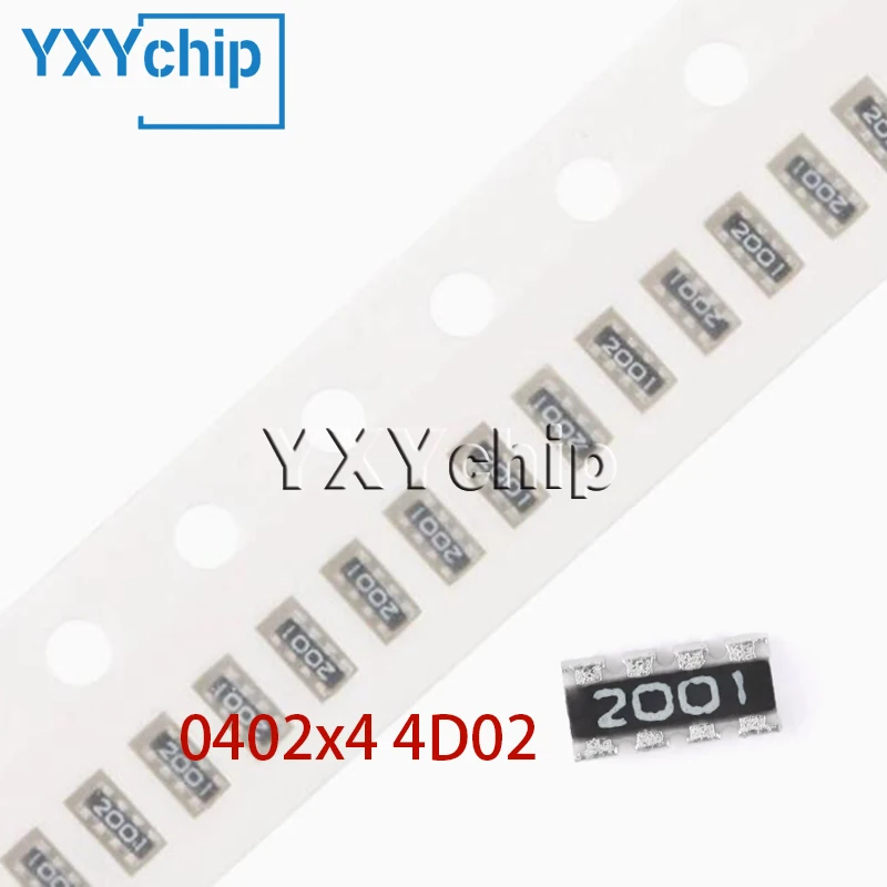0402x4 4d02 8p4r 5% SMD Exclusion Network Resistor 0R~1M 1R 100R 1K10K100K 1M 2.2K 4.7K 22K 27 33K 47 51K 470K 510K ohm
