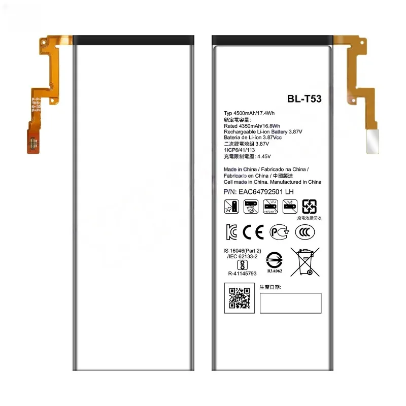 BL-T53 4500mAh Large Capacity Fast Charging Mobile Phone Battery for LG Brand New Long Endurance Rechargeable Lithium Battery
