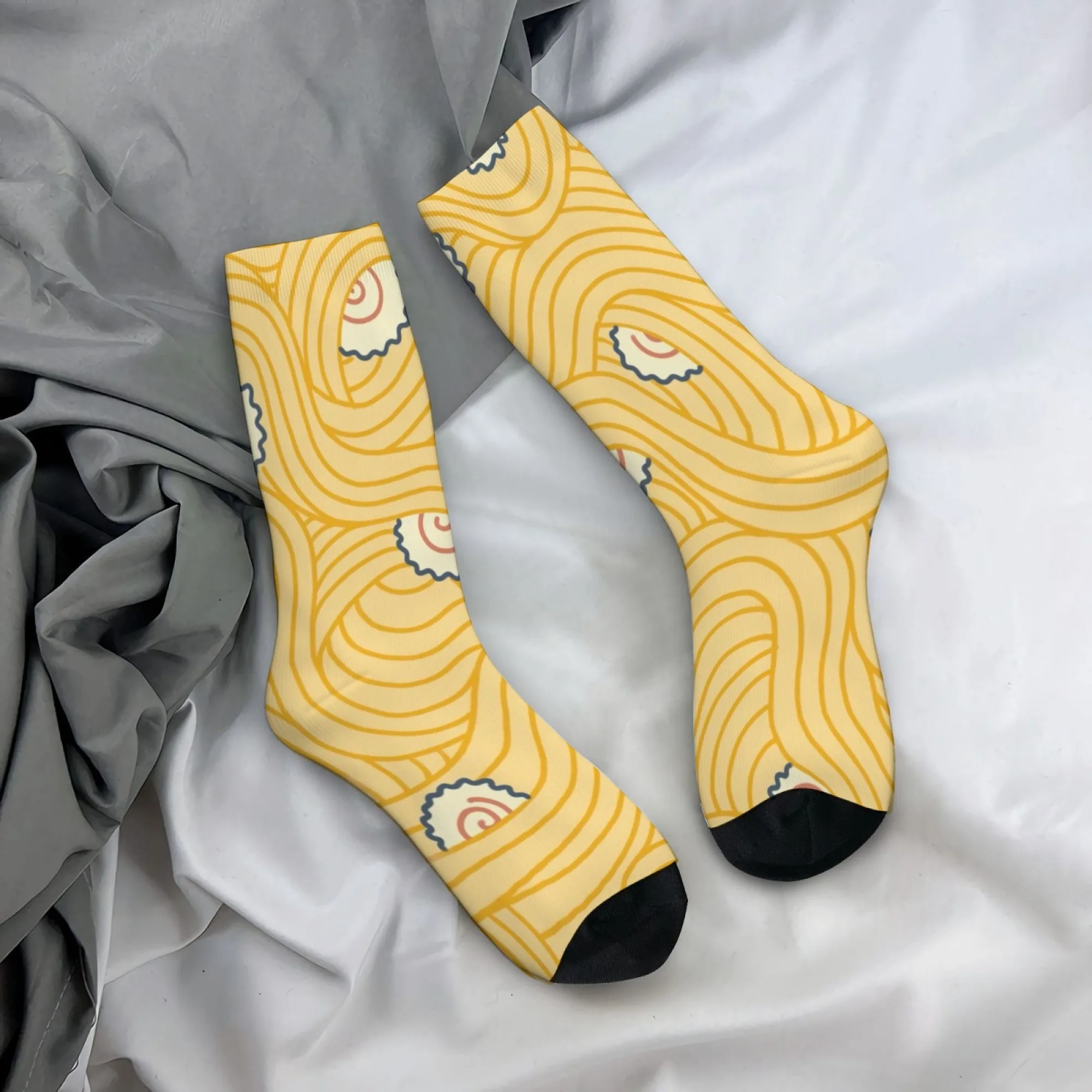 Cartoon Ramen Socks Smooth Reinforced Toe Anti-rub Men's Socks Commuting Walk Music Festival Harajuku Fashion Compression Socks