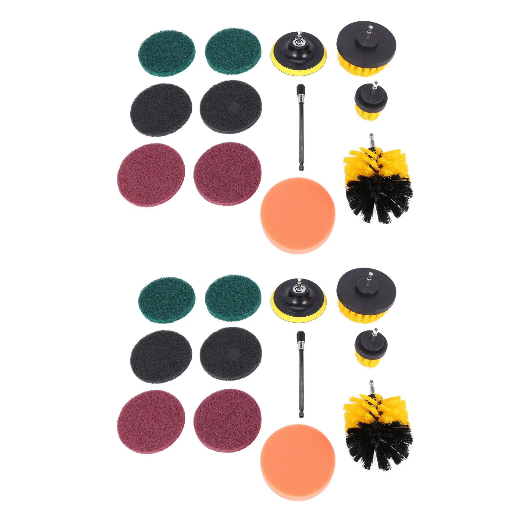 BAAJ-24 Piece Drill Brush Scrub Pads Power Scrubber Brush With Extended Long Attachment All Scrubbing Cordless Drill