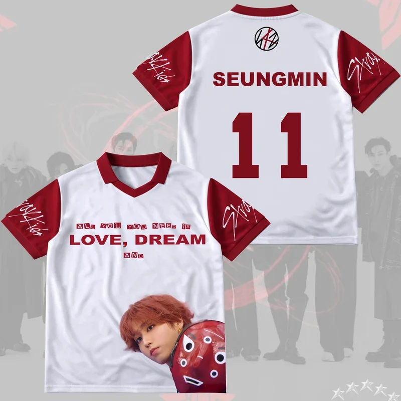 2026 STRAYKIDS STAY 08 Jersey T-Shirts Kpop Love Dream Print Short Sleeve V-Neck Unisex Fan Merch Streetwear Cosplay Casual Tops view 5