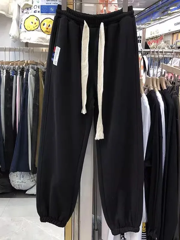 

Loose Fit Sports Cargo Pants for Men Spring Summer Thin Straight Leg Dstring Label Lantern Pants Casual Faionable Street...