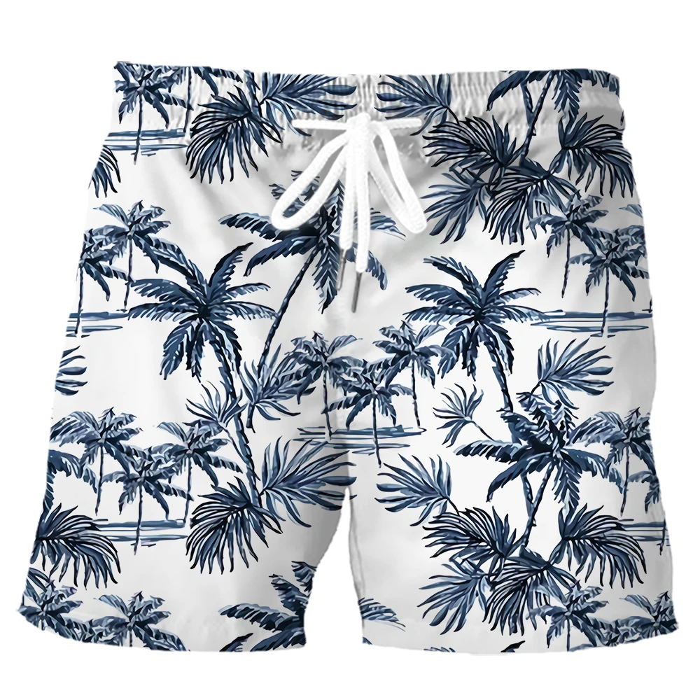 HX Fashion Men Shorts Hawaii Polynesian Coconut Grove 3D Printed Board Shorts Polyester Casual Sport Pants Men Clothing