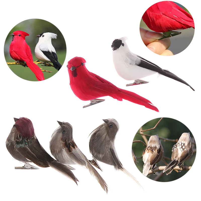 Christmas Artificial Pigeon Birds Fake Doves Simulation Feather Pigeon Tree Wedding Party Craft Ornaments Home Living Room Decor