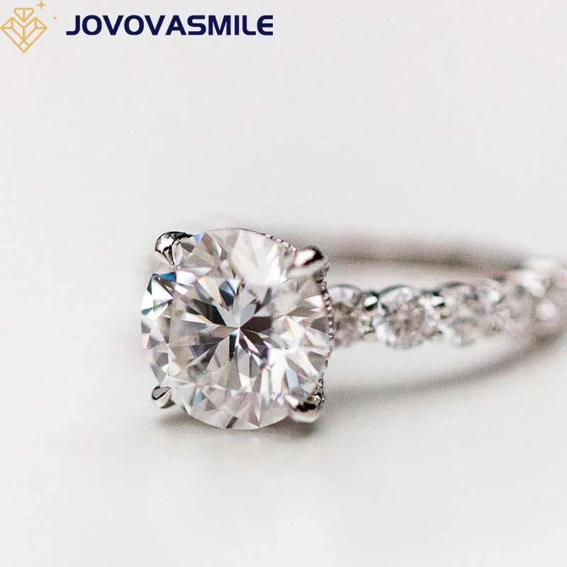 

JOVOVASMILE Gra Certified Moissanite Rings 18k 14k Gold 3.5 Carat 9.5mm Round Brilliant 3mm Half Eternity Band Acessorios woman