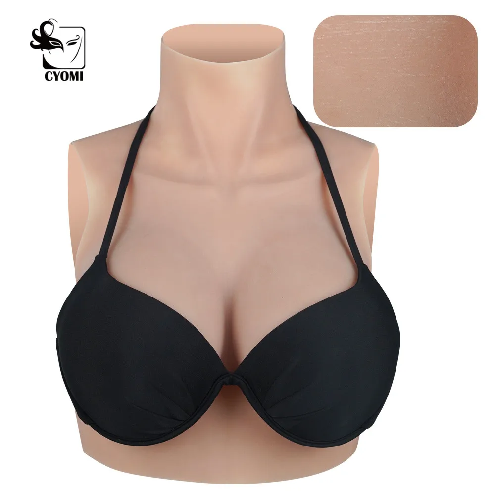 CYOMI Realistic Silicone Breast Forms High Collar Fake Artificial Boob Transgender Sissy Drag Queen Crossdresser Big Chest