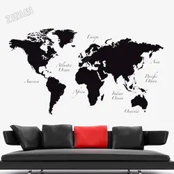 Continent Ocean World Map Wall Stickers for Living Room Large Pattern Murals Decor Classroom Vinyl Home Interior Wall Decal Y312