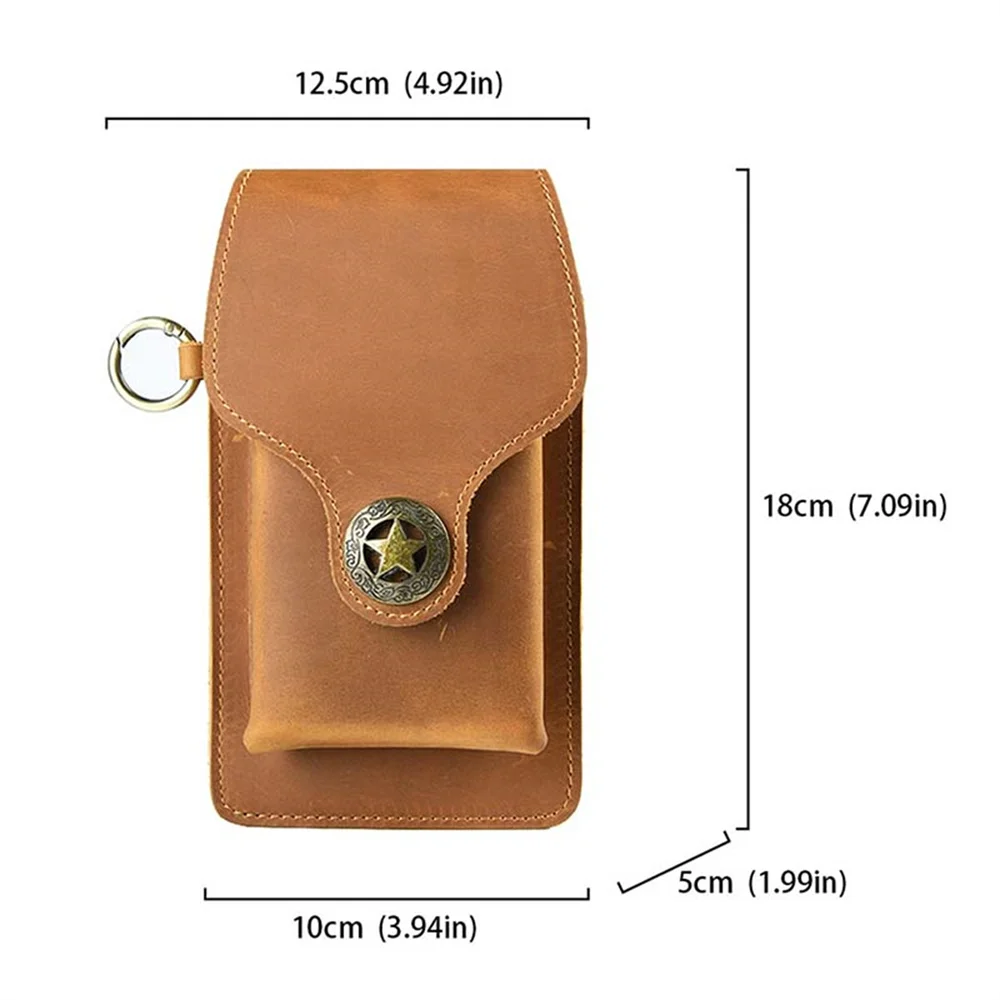 AIGUONIU Genuine Leather Waist Bag Men Vintage Crazy Horse Cowhide Mini Belt Waist Pack Cigarette Case Pouch Male Lighter Pocket