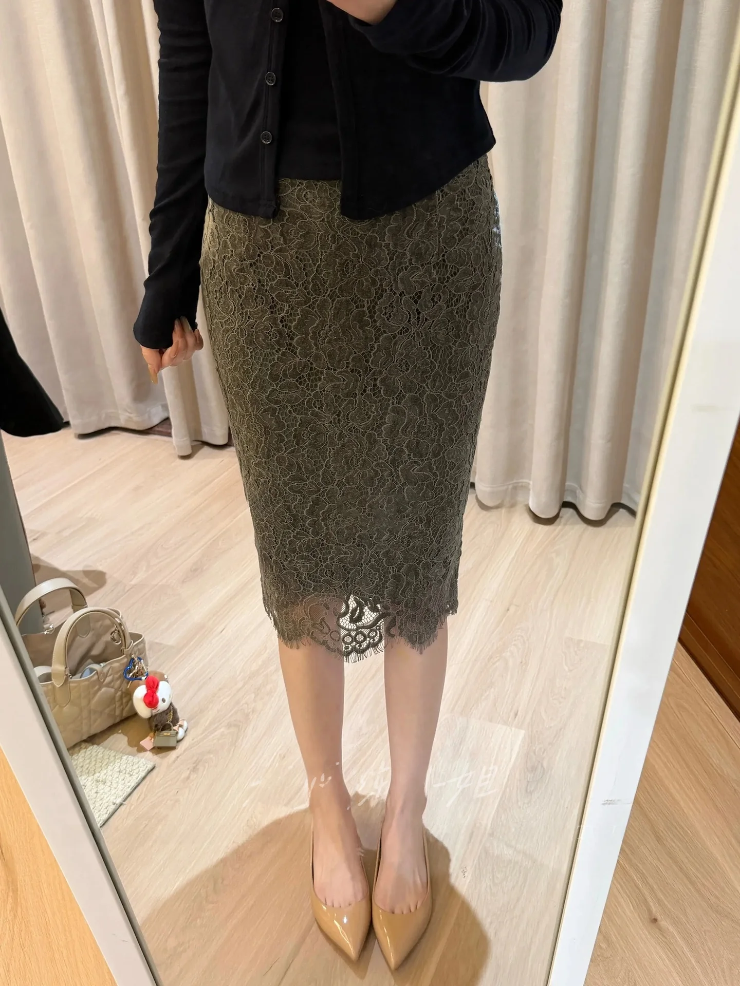 Romantic Pure Desire Lace Half Skirt High Waist Bodycon Slimming Beautiful over Knee Wrap Women's Long Skirt Commute Style