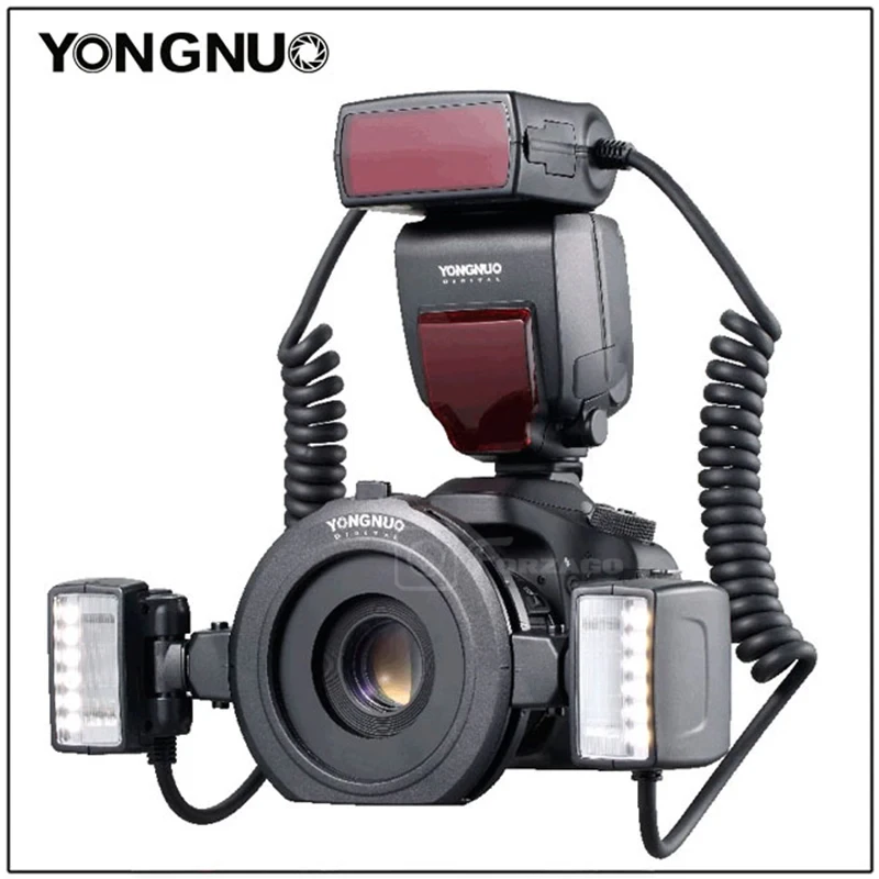 Yongnuo YN14EX II/YN24EX/YN24EX TTL Macro Flash for Canon EOS 1Dx 5D3 6D 7D 70D 80D for Sony A7II 2Flash Head+4Adapter Ring