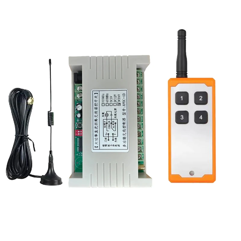 

DC 12V 24V 4CH 30A RF Wireless Remote Control Switch Radio Receiver With 2000M Long Distance Remote controller Suckers antenna