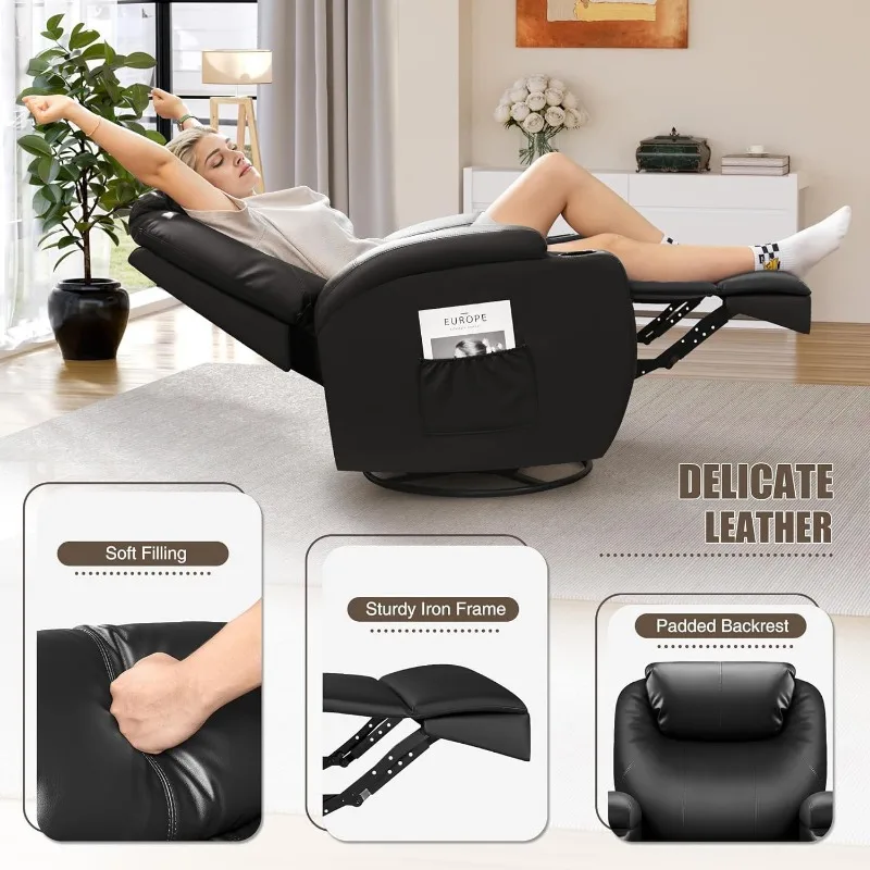 JUMMICO Recliner Chair, Rocking Massage Chairs, Home Reclining Sofa Chair, PU Leather, Ergonomic Living Room Chair
