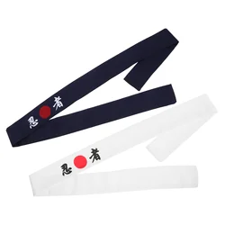 2 Pcs Ninja Print Headband Japan Tie Sushi Costume Japanese Chef Sports Karate Cotton Men Fitness Bands